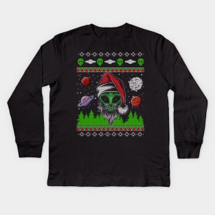 Alien ET UFO Ugly Christmas Sweater Kids Long Sleeve T-Shirt